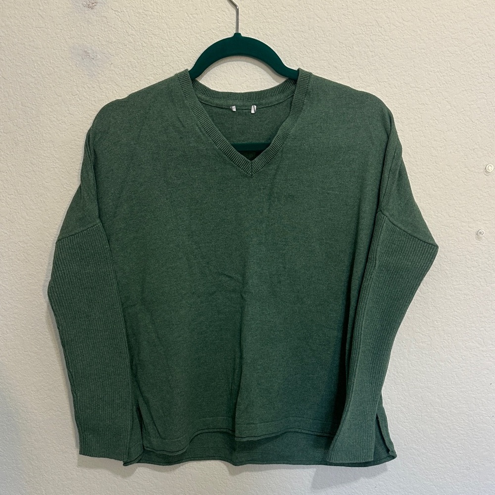 Green V-Neck Sweater
